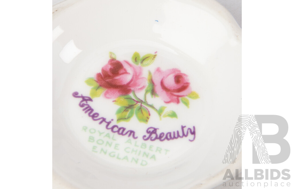 Collection Porcelain Including Royal Albert Trio in Minuet & Trio in Flower of the Month Series Sweet Pea, Two Franklin Mint Display Plates and More