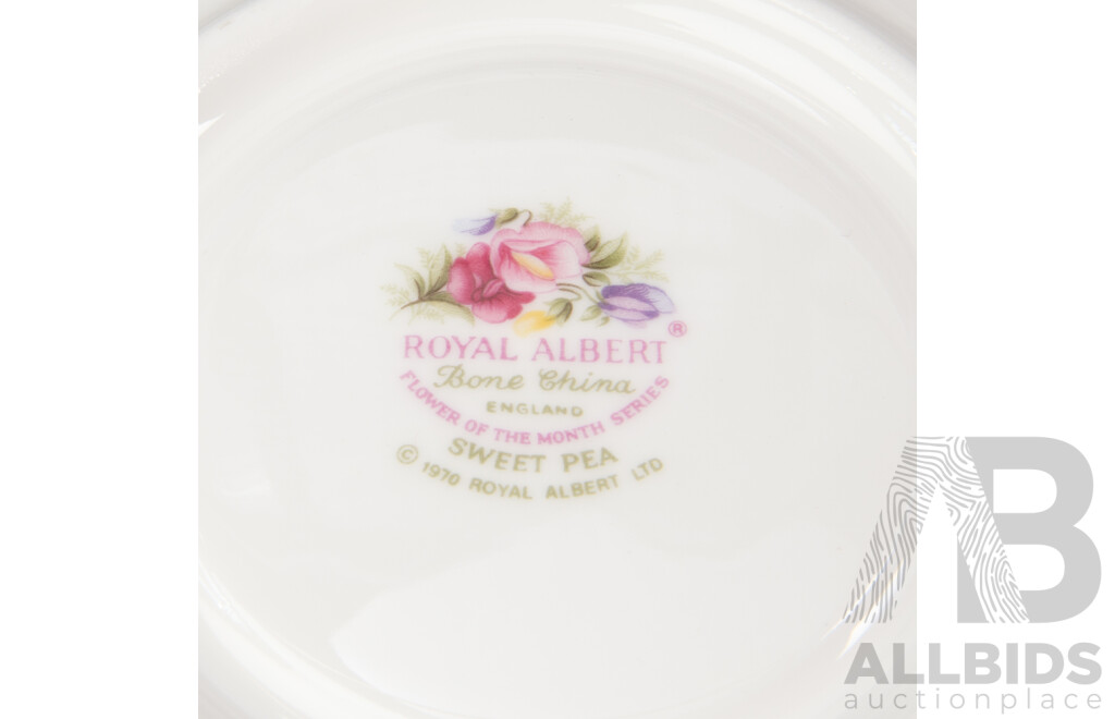 Collection Porcelain Including Royal Albert Trio in Minuet & Trio in Flower of the Month Series Sweet Pea, Two Franklin Mint Display Plates and More