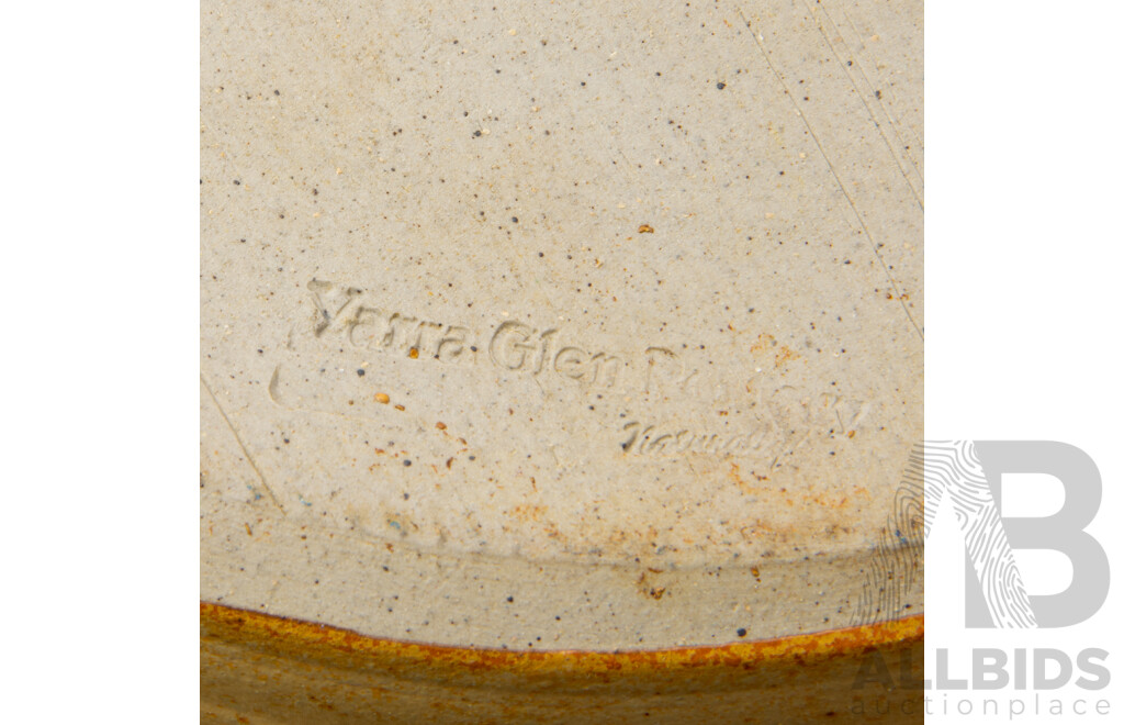 Collection Hand Made Australian Wood Fruit Including Two Huon Pine Pears and More, All in Yarra Glen Pottery Dish