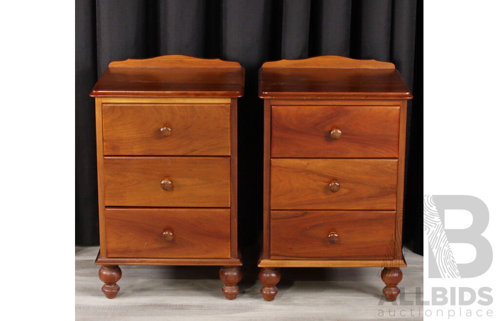 Pair of Tasmanian Blackwood Three Drawer Bedside Chests by Lifestyle Furniture