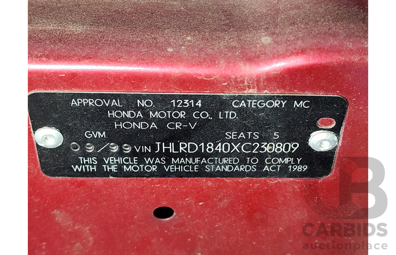 9/1999 Honda CRV (4x4) Sport  4d Wagon Maroon 2.0L
