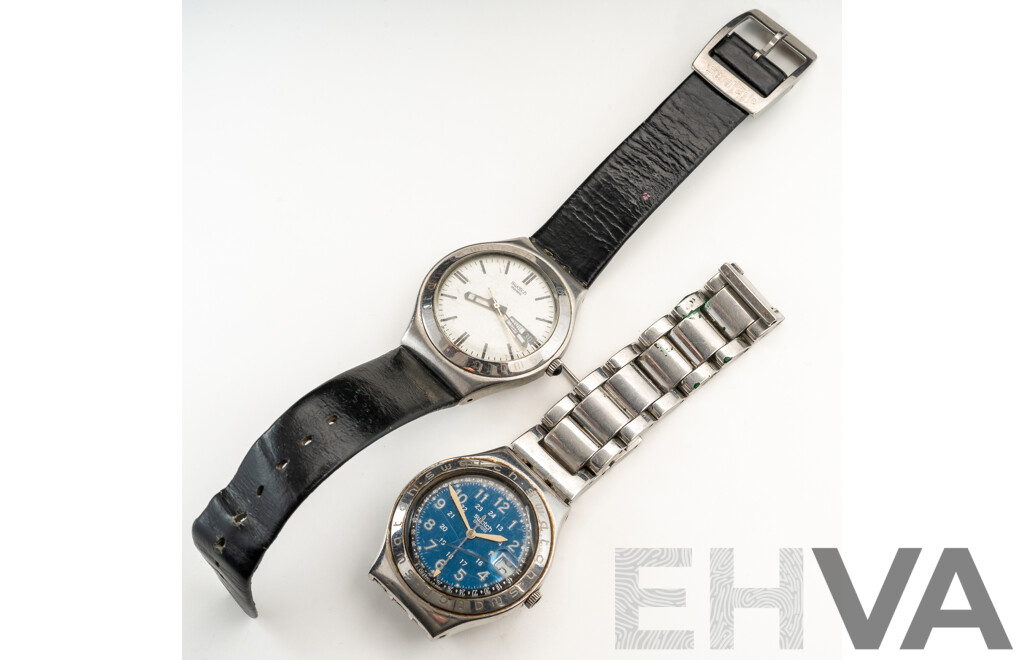 Vintage (2) Swatch Watches, 'Irony', 36mm, with Original Bands