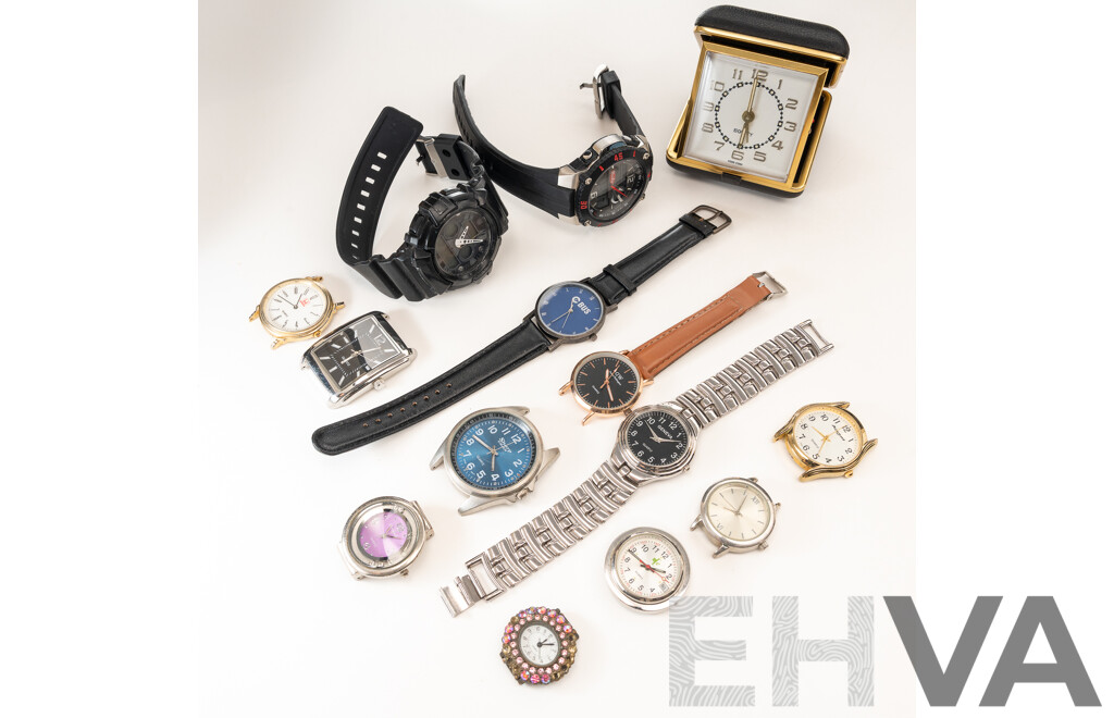Mambo Watch, Equity Hong Kong Travel Clock & Assortment of Other Watches in Various Condition