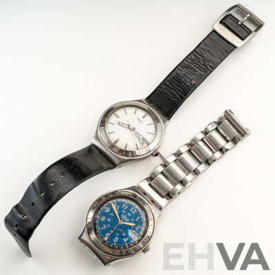 Vintage (2) Swatch Watches, 'Irony', 36mm, with Original Bands