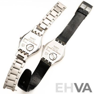 Vintage (2) Swatch Watches, 'Irony', 36mm, with Original Bands