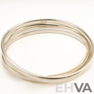 Collection of (3) Solid Sterling Silver Bangles, 49.0 Grams
