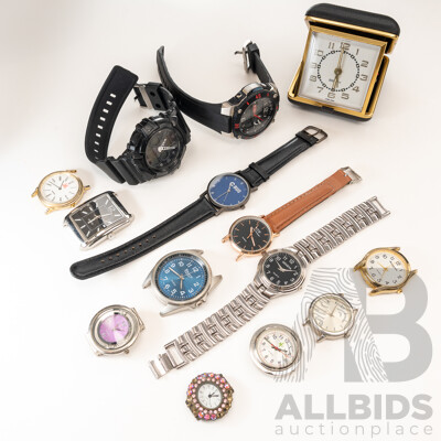 Mambo Watch, Equity Hong Kong Travel Clock & Assortment of Other Watches in Various Condition