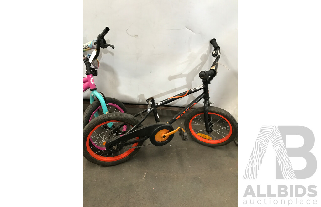 Assorted Kids' Bicycles From Barbie, Repco, and Fluid