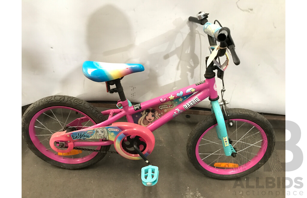 Assorted Kids' Bicycles From Barbie, Repco, and Fluid