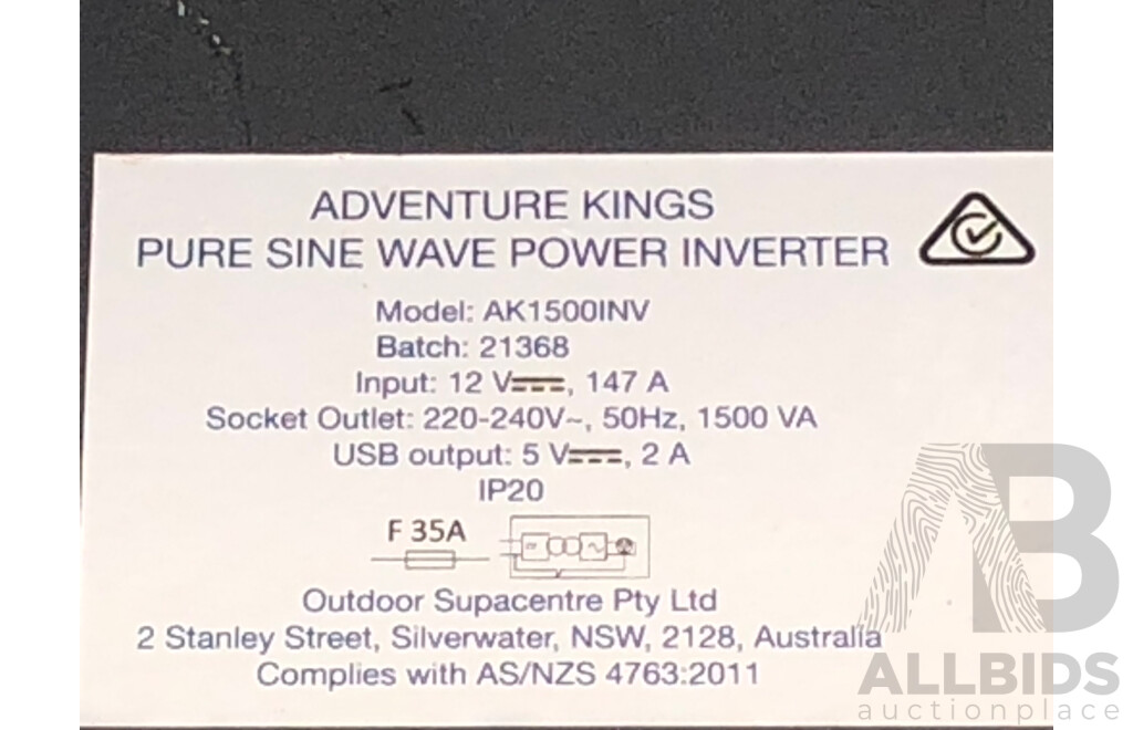 Kings 1500 Watt Pure Sine Wave Power Inverter