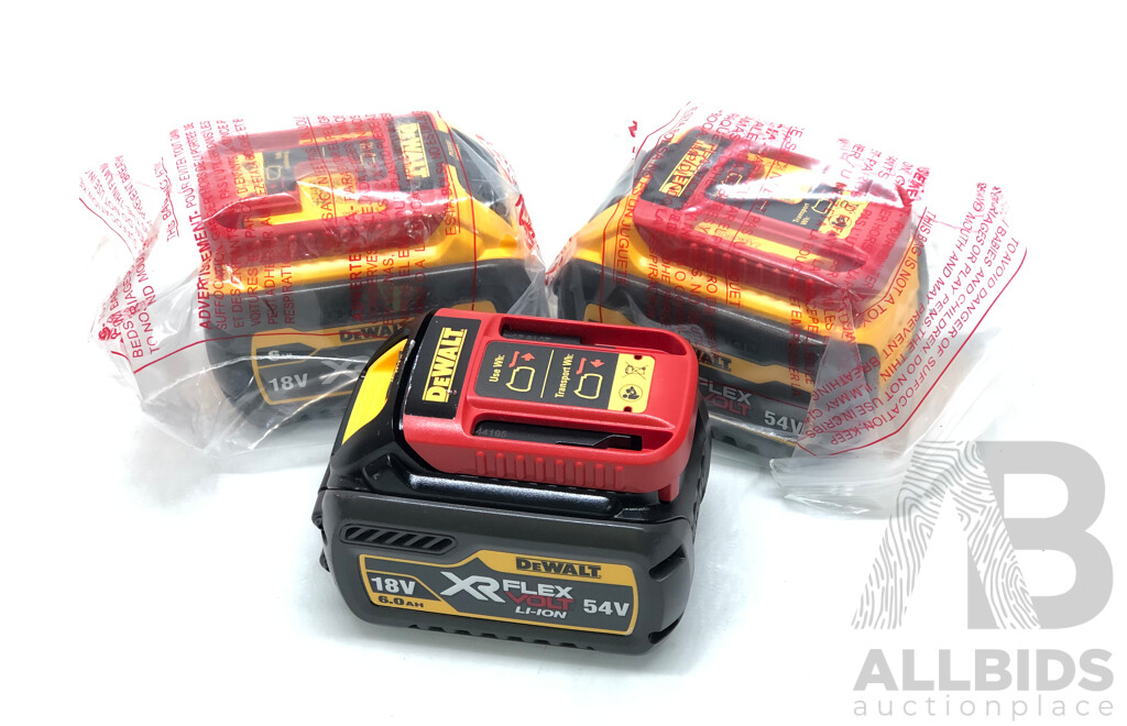 DeWalt 54v XR Flex 18 Volt Lithium Ion Batteries - Lot of Three
