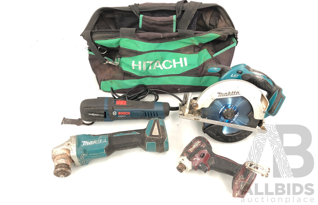 Hitachi Tool Bag with Makita and Bosch Power Tools
