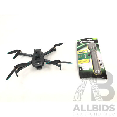 S159 Drone GPS FPV 4K HD Dual Camera Obstacle Avoidance Smart Follow Quadcopter,  Energiser Vision HD Focus Torch and LED Strip Light with Remote