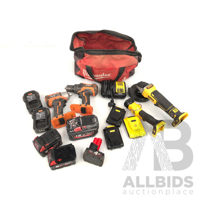 Milwaukee Tool Bag with DeWalt, AEG Power Tools and Milwaukee Power Tool Batteries