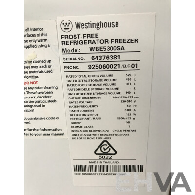 Westinghouse 529L Stainless Steel Botom Mount Refrigerator