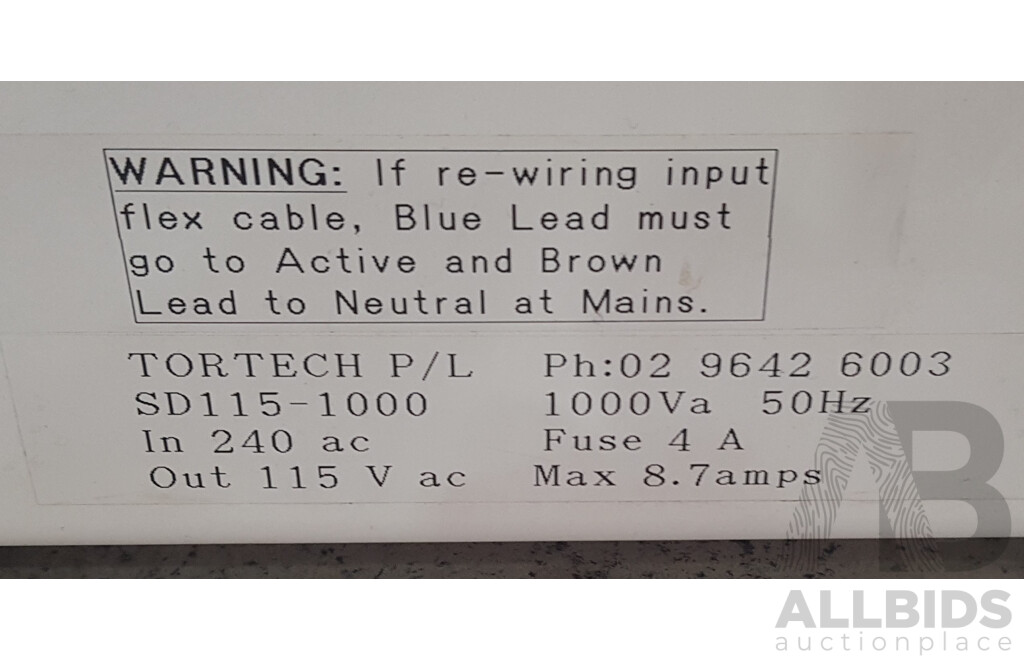 Tortech (SD115-1000) 240V to 115V Step-Down Transformer