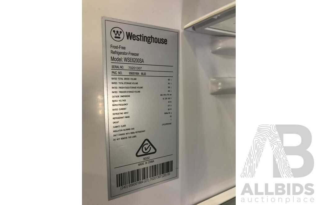 Westinghouse 542L Side by Side Refrigerator