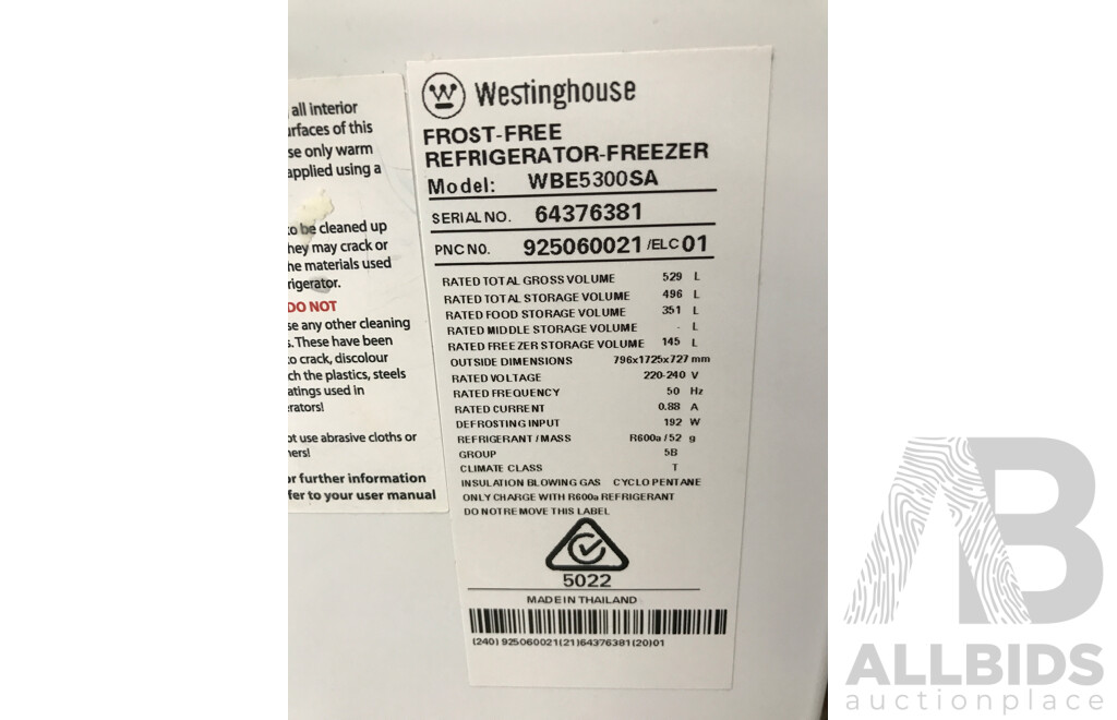 Westinghouse 529L Stainless Steel Botom Mount Refrigerator