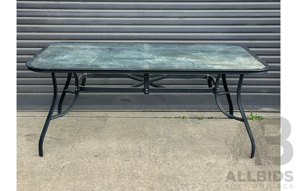 Metal Framed Glass Top Outdoor Table