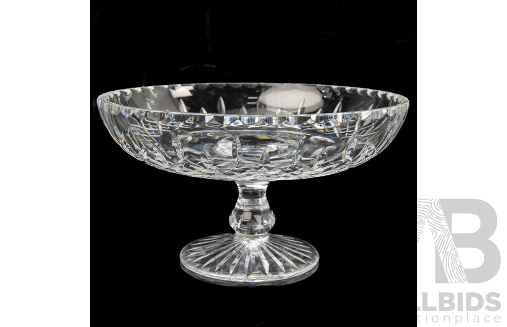 Vintage Stuart Crystal Footed Dish Along with Set Seven Crystal Wine Glasses