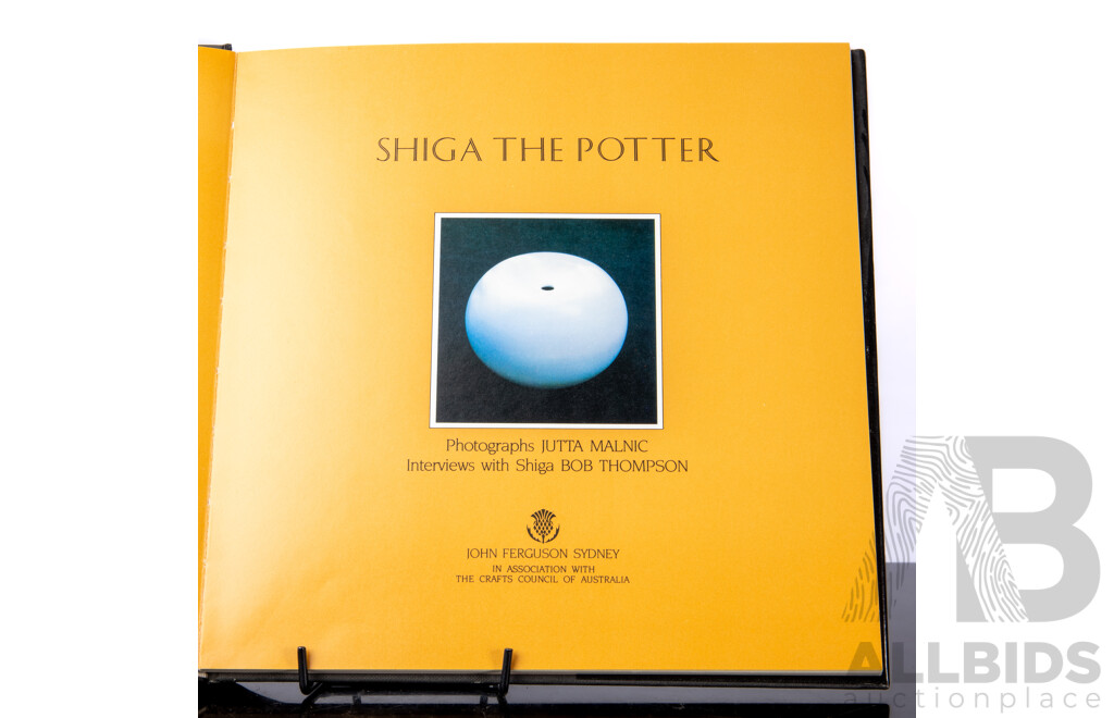 Four Pieces Studio Pottery by or in the Style of Shigeo Shiga, by Vendor Repute, Along with Shiga the Potter 1982 Hardcover with Dust Jacket