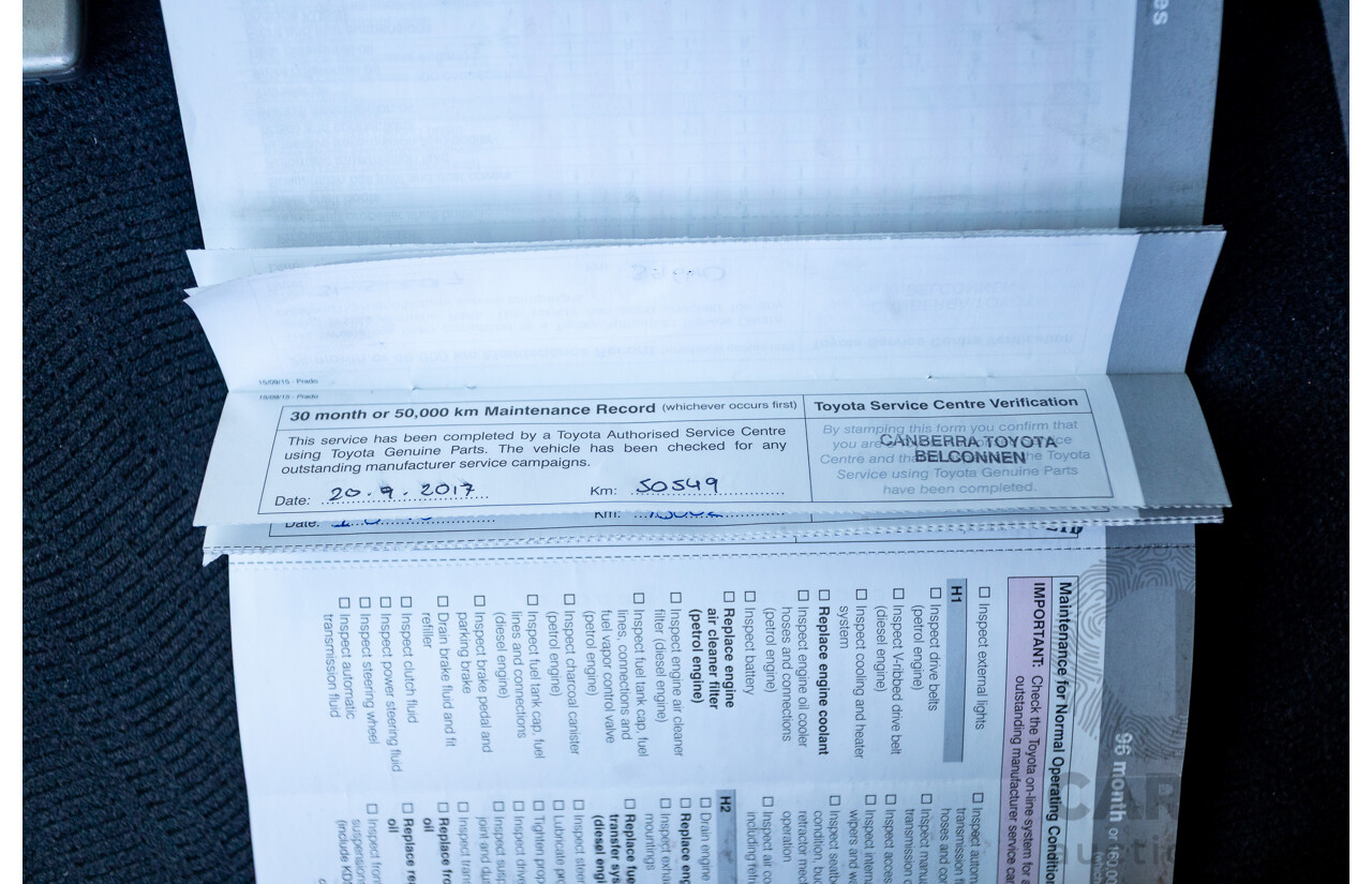 03/2016 Toyota Landcruiser PRADO GXL (4x4) GDJ150R MY16 4D Wagon White Turbo Diesel 2.8L - 7 Seats