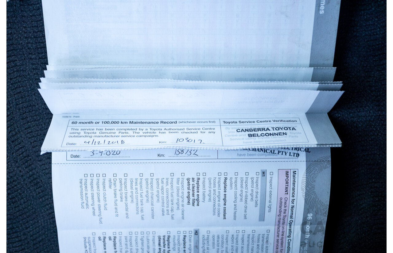 03/2016 Toyota Landcruiser PRADO GXL (4x4) GDJ150R MY16 4D Wagon White Turbo Diesel 2.8L - 7 Seats