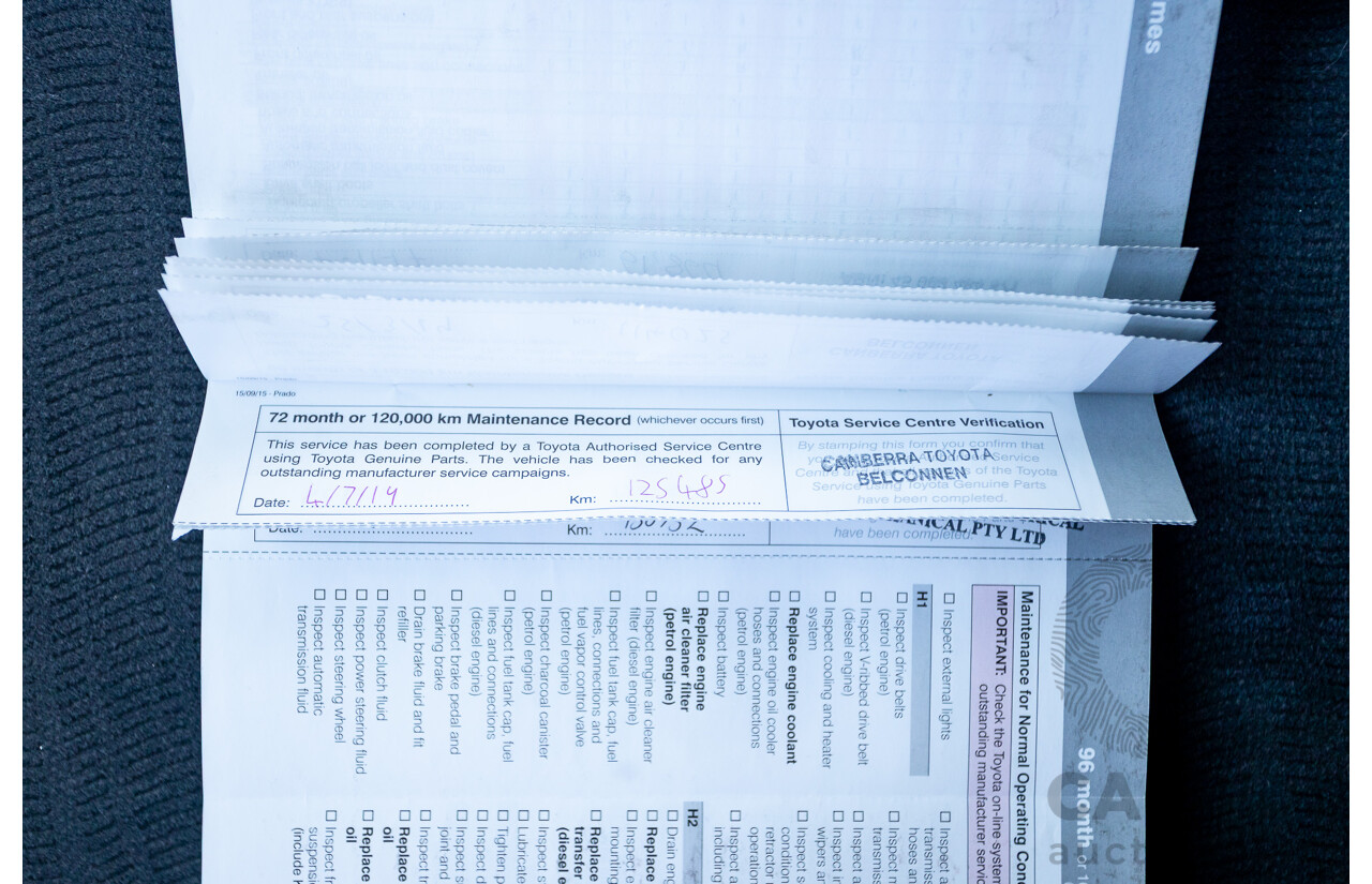 03/2016 Toyota Landcruiser PRADO GXL (4x4) GDJ150R MY16 4D Wagon White Turbo Diesel 2.8L - 7 Seats