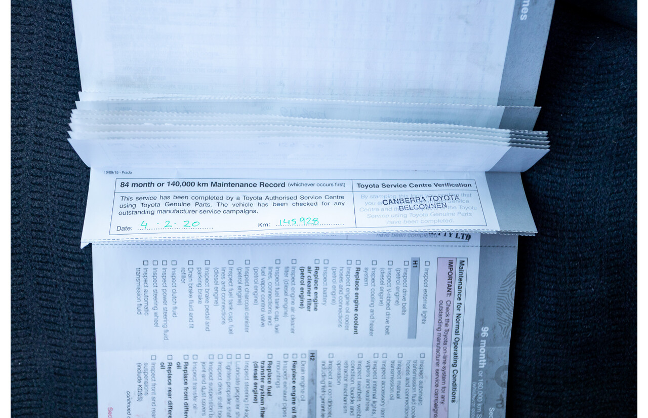 03/2016 Toyota Landcruiser PRADO GXL (4x4) GDJ150R MY16 4D Wagon White Turbo Diesel 2.8L - 7 Seats