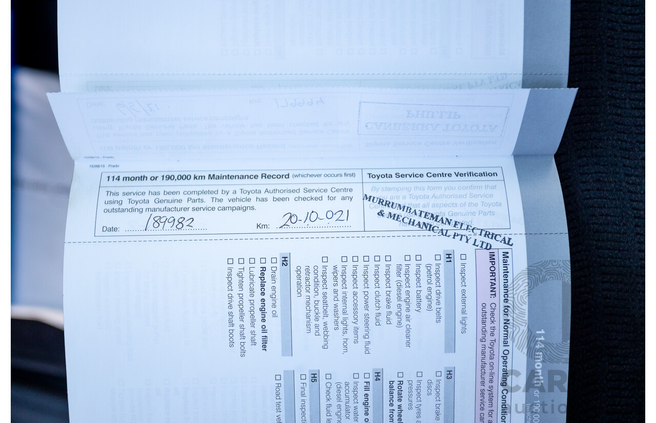 03/2016 Toyota Landcruiser PRADO GXL (4x4) GDJ150R MY16 4D Wagon White Turbo Diesel 2.8L - 7 Seats