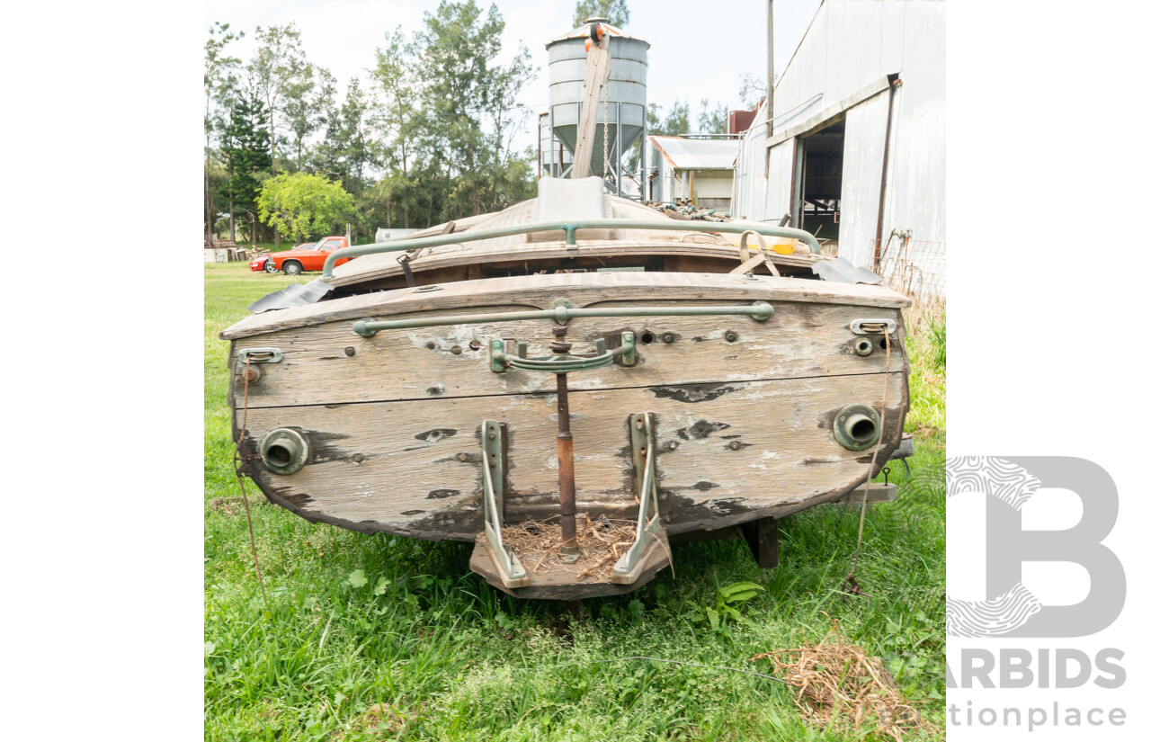 1961 Circa, Australian Made Handcrafted Wooden Clinker Ski-Boat & Trailer Rare 1 of 2, 