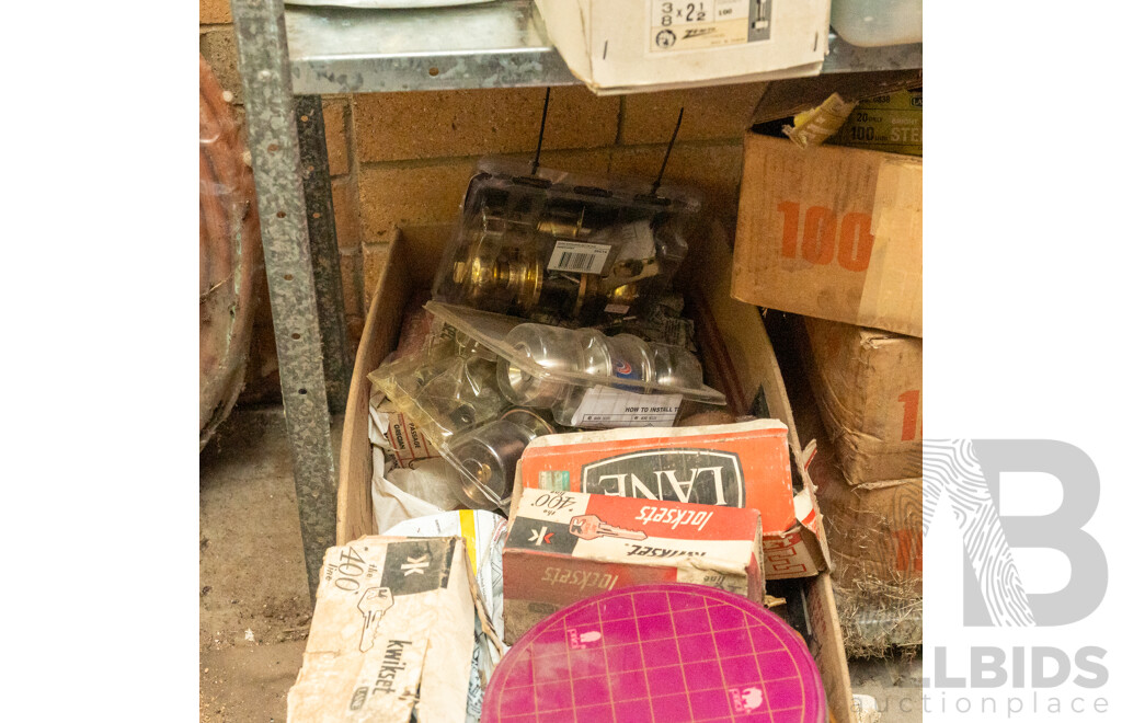 Assorted Job Lot - 4 Bay Shelf with Contents ETC