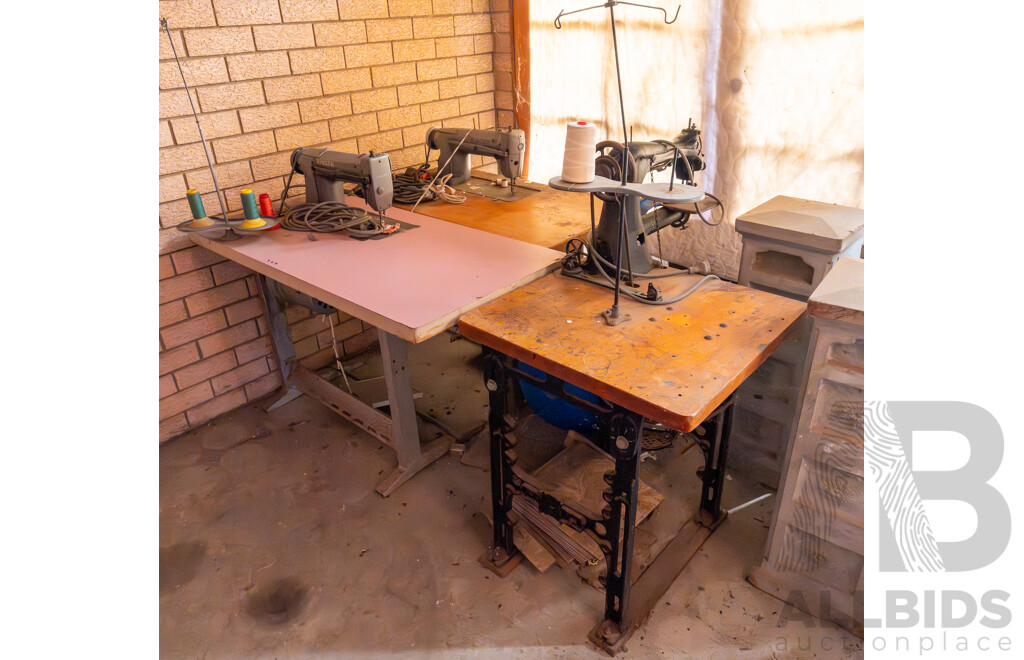 Quantity of 3 Industrial Antique Sewing Machines