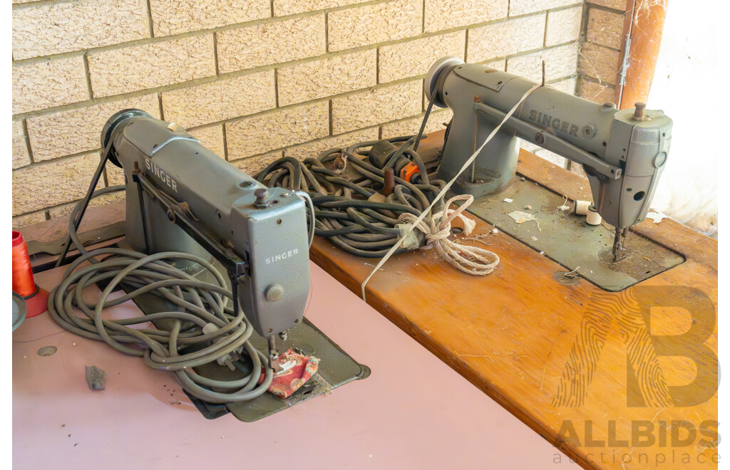 Quantity of 3 Industrial Antique Sewing Machines