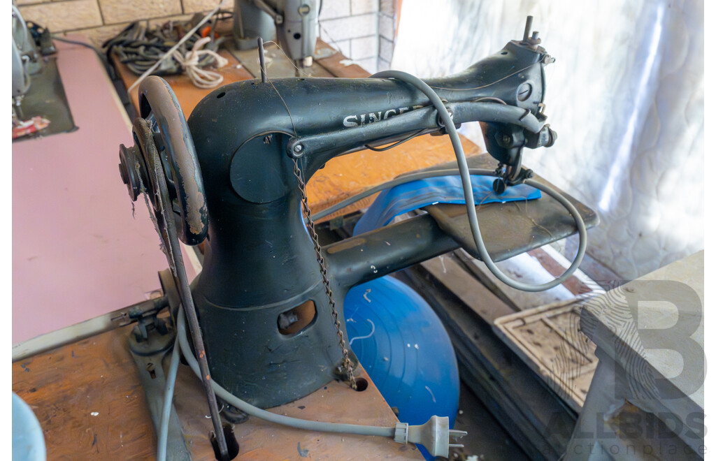 Quantity of 3 Industrial Antique Sewing Machines