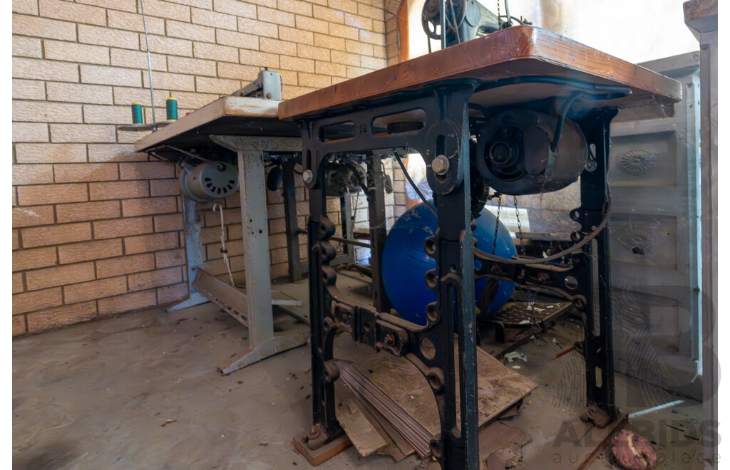 Quantity of 3 Industrial Antique Sewing Machines