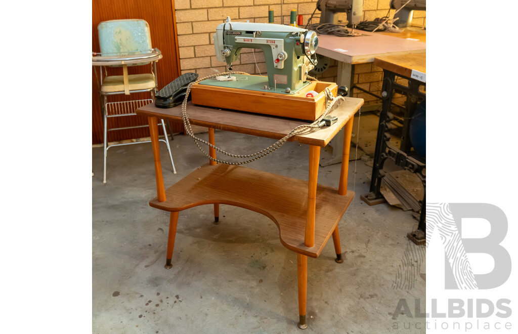 Hallmark Vintage Sewing Machine on Retro Sewing Table