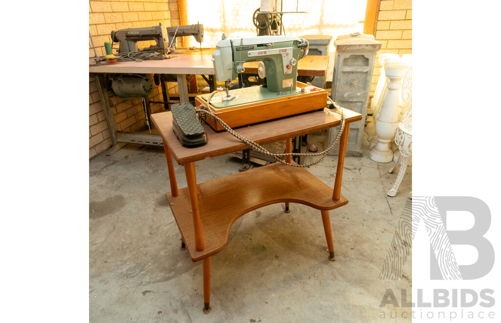 Hallmark Vintage Sewing Machine on Retro Sewing Table