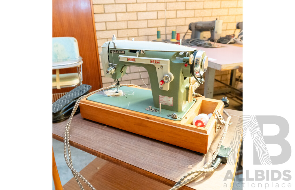 Hallmark Vintage Sewing Machine on Retro Sewing Table