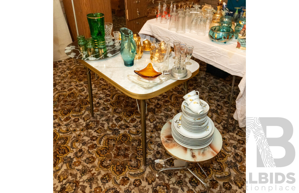 Assorted Job Lot - Crockery, Glassware, Ashtrays and 2 Tables ETC