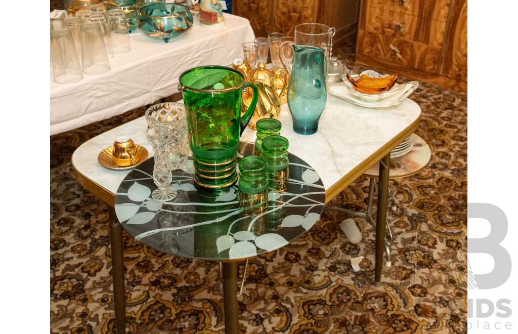 Assorted Job Lot - Crockery, Glassware, Ashtrays and 2 Tables ETC