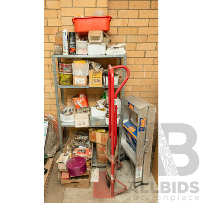 Assorted Job Lot - 4 Bay Shelf with Contents ETC