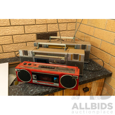 Quantity of 3 Vintage Radio Cassette Players