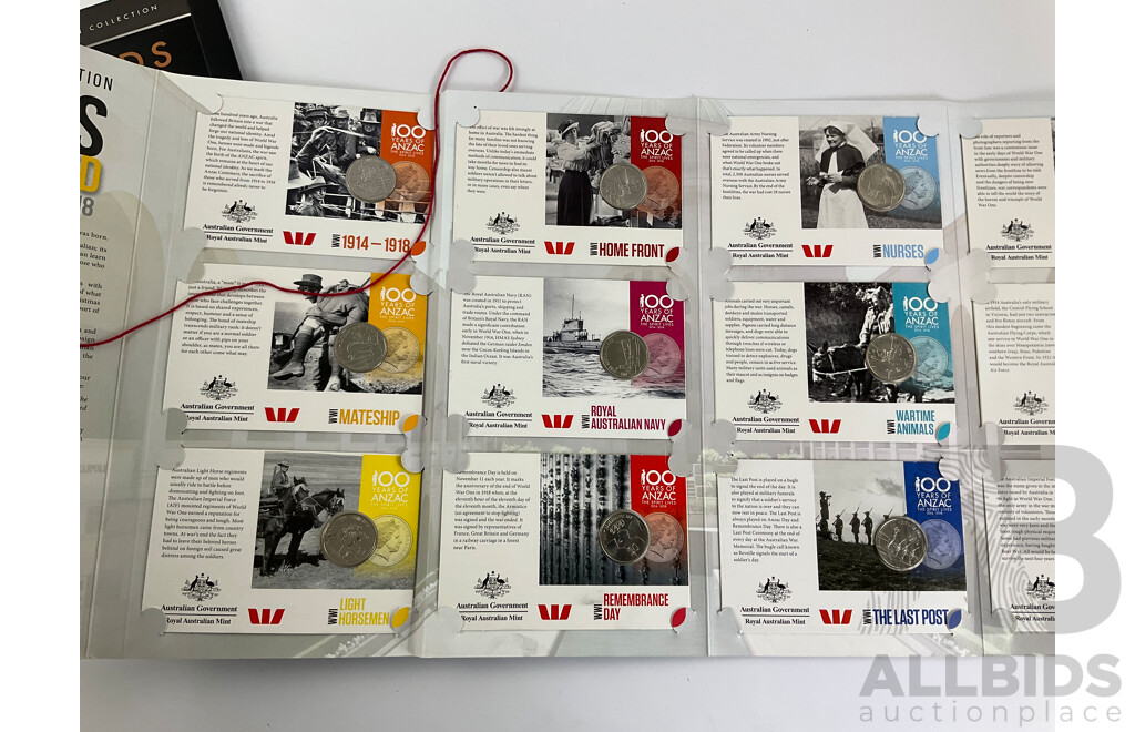 Two Australian ANZAC Twenty Cent Coin Folders, 2018 ANZACS Remembered and 2017 Legends of the ANZACS