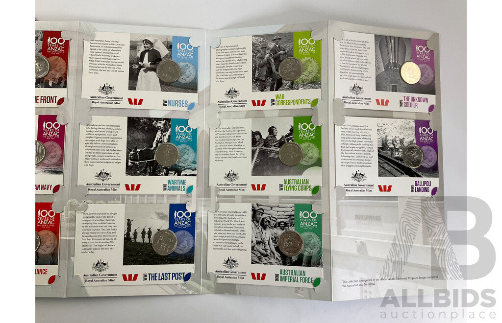 Two Australian ANZAC Twenty Cent Coin Folders, 2018 ANZACS Remembered and 2017 Legends of the ANZACS