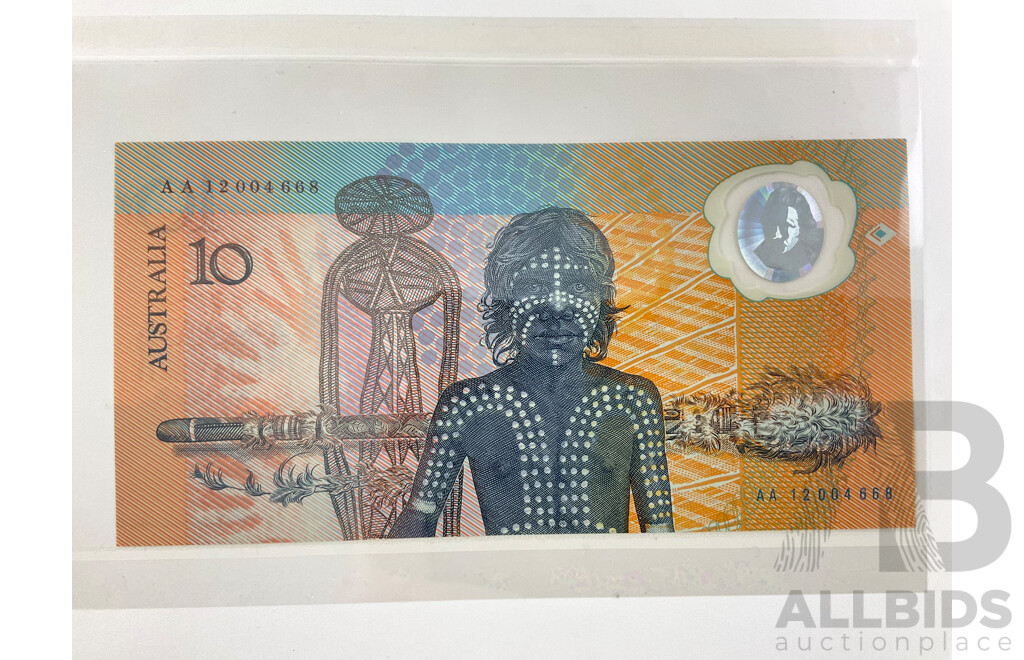 Australian 1988 Ten Dollar Note, Bicentennial Collectors Edition - AA 12004668