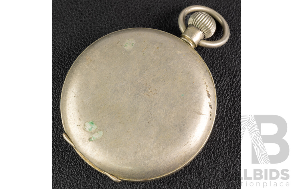 Antique Yezda 50mm Open Face Hunter Pocket Watch for Repair or Parts, Silver Plated, Dated (19)10