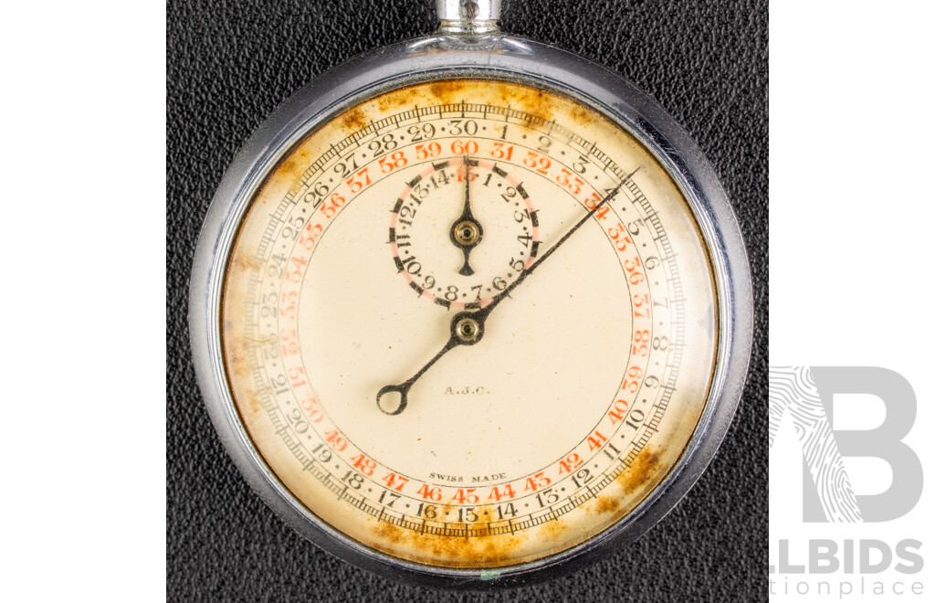 Vintage AJC WWII Era British Military 48mm Stopwatch/pocket Watch, Stainless Steel, Swiss Made