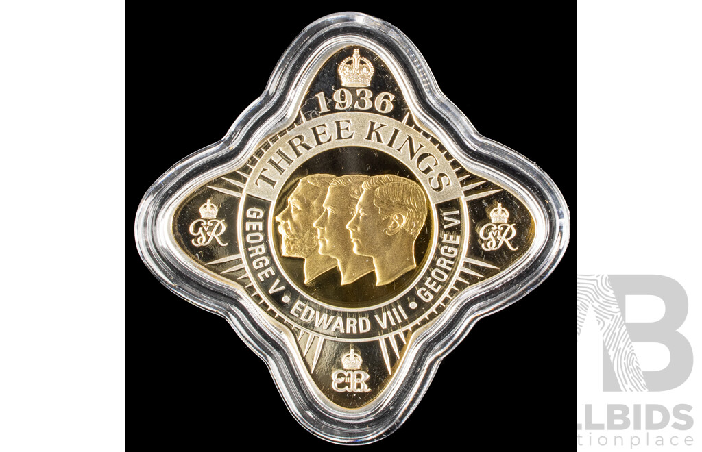 New Zealand 2021 Silver Proof One Dollar Coin with Gold Plating, The Three Kings of 1936 .999
