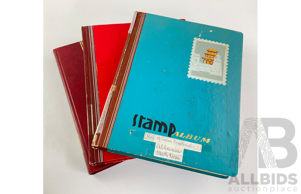 Three Albums of Vintage International Stamps Including Poland, Cuba, USSR, North Korea, Equatorial Guinea Albania. - Some Mints